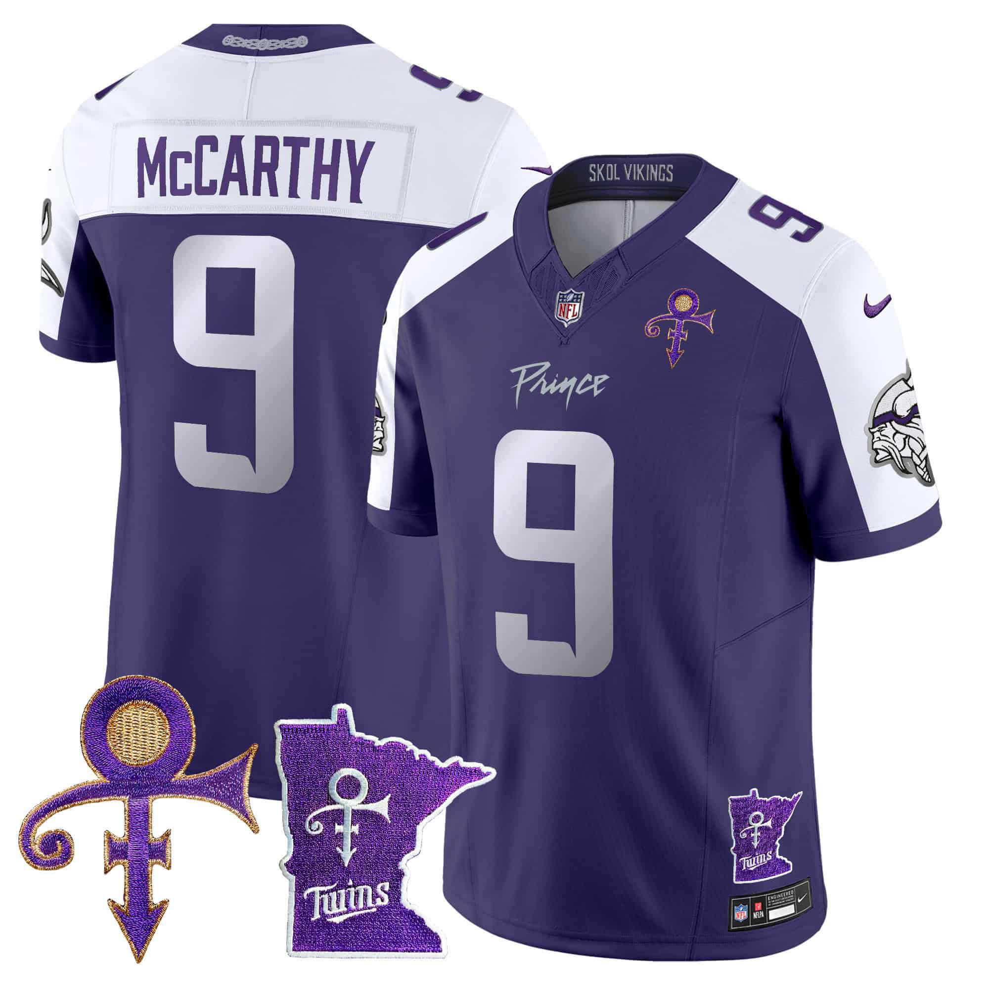 Men Minnesota Vikings #9 Mccarthy Purple 2024 Nike Prince Vapor Limited NFL Jersey